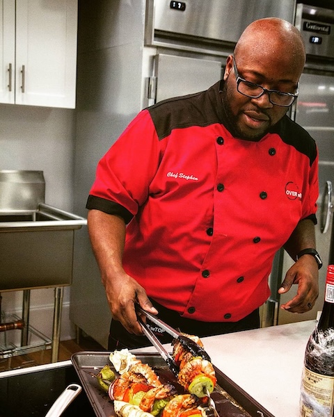 Phone of Chef Stephen preparing a dish.
